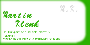 martin klenk business card